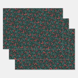 伝統的クリスマス水の色の果実 ラッピングペーパーシート