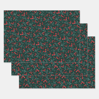 伝統的クリスマス水の色の果実 ラッピングペーパーシート