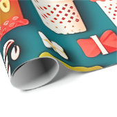 伝統的クリスマス要素パターン ラッピングペーパー (ロールコーナー)