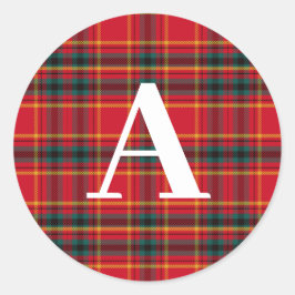 伝統的クリスマス赤と緑のプライドのモノグラム ラウンドシール