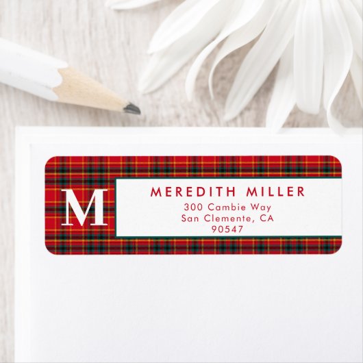 伝統的クリスマス赤と緑の格子縞 ラベル (インサイチュ)
