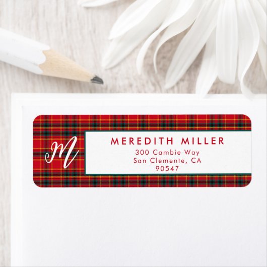 伝統的クリスマス赤と緑の格子縞 ラベル (インサイチュ)