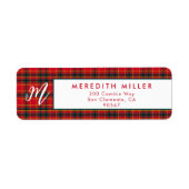 伝統的クリスマス赤と緑の格子縞 ラベル (正面)