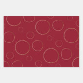 伝統的クリスマス赤グリーン金ゴールド ラッピングペーパーシート (正面)