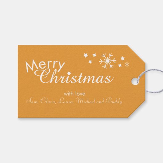 -伝統的ゴールデンオレンジのカスタマイズ可能なギフトラベル ギフトタグ (正面(横))