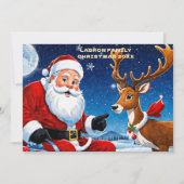 伝統的サンタとトナカイパーソナライズされた シーズンカード (正面)