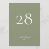 伝統的サージュ結婚グリーンのテーブル番号 招待状 (正面)