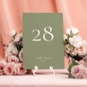 伝統的サージュ結婚グリーンのテーブル番号 招待状