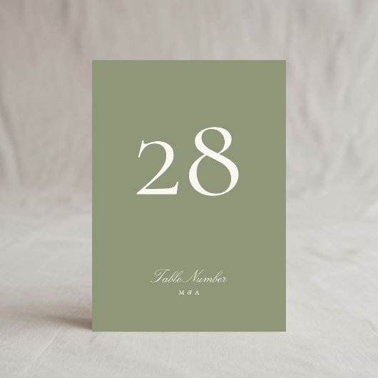伝統的サージュ結婚グリーンのテーブル番号 招待状