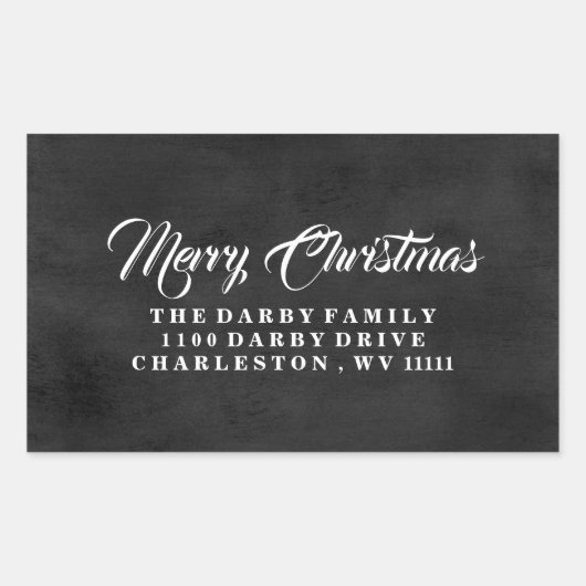 伝統的シャルボードメリークリスマスステッカー 長方形シール (正面)