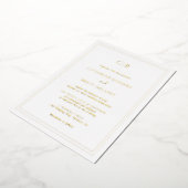 伝統的シンプルエレガントモノグラム結婚金ゴールド 箔招待状 (回転した状態)