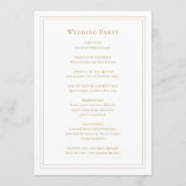 伝統的シンプルモノグラムエレガント金ゴールド結婚ズ プログラム (裏面)