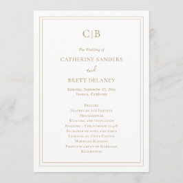 伝統的シンプルモノグラムエレガント金ゴールド結婚ズ プログラム