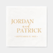 伝統的シンプル名前をカスタムする結婚ズ 箔ナプキン (正面)