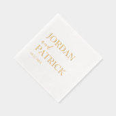 伝統的シンプル名前をカスタムする結婚ズ 箔ナプキン (右)