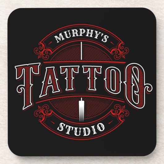 伝統的スタイルADD NAME Tattoo Studio Shop コースター (正面)