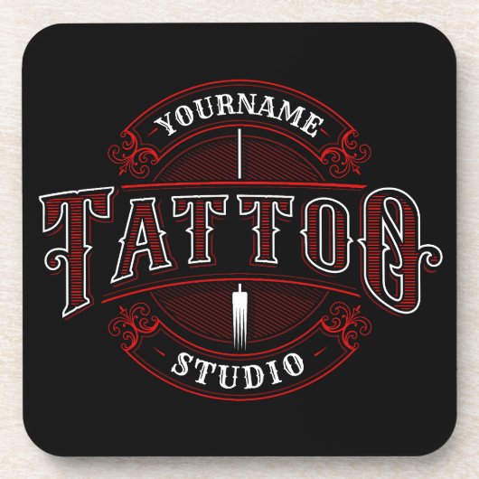 伝統的スタイルADD NAME Tattoo Studio Shop コースター (正面)