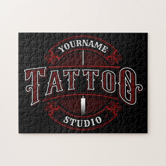 伝統的スタイルADD NAME Tattoo Studio Shop ジグソーパズル (横)
