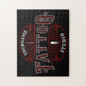 伝統的スタイルADD NAME Tattoo Studio Shop ジグソーパズル (縦)
