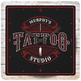 伝統的スタイルADD NAME Tattoo Studio Shop スクエア壁時計