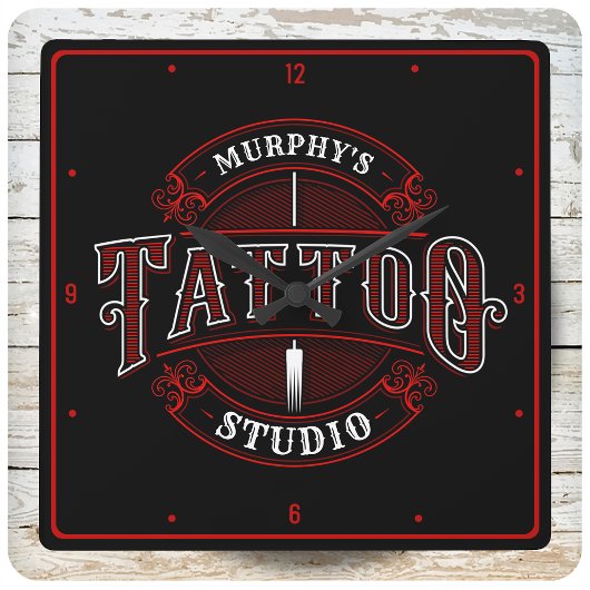 伝統的スタイルADD NAME Tattoo Studio Shop スクエア壁時計