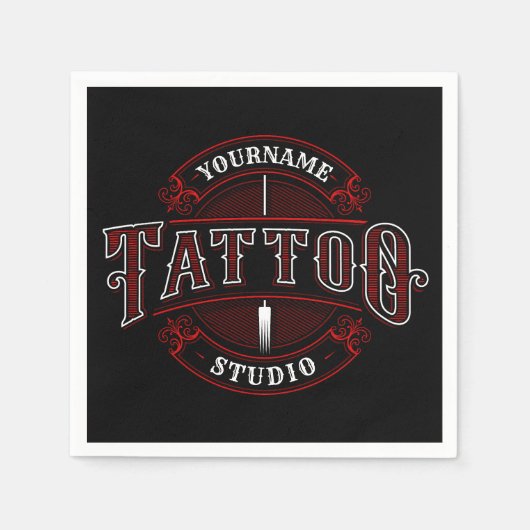 伝統的スタイルADD NAME Tattoo Studio Shop スタンダードカクテルナプキン (正面)