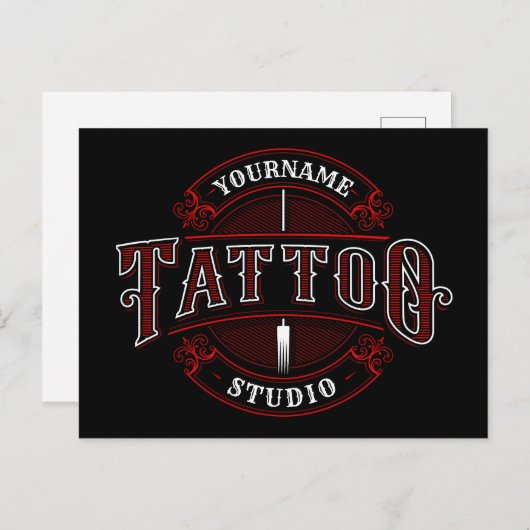 伝統的スタイルADD NAME Tattoo Studio Shop ポストカード (正面/裏面)