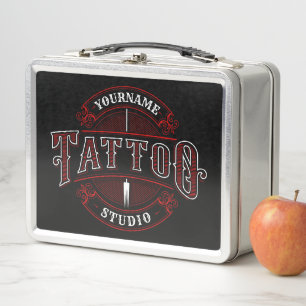 伝統的スタイルADD NAME Tattoo Studio Shop メタルランチボックス