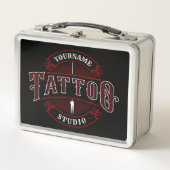 伝統的スタイルADD NAME Tattoo Studio Shop メタルランチボックス (正面)