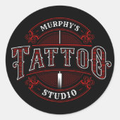 伝統的スタイルADD NAME Tattoo Studio Shop ラウンドシール (正面)