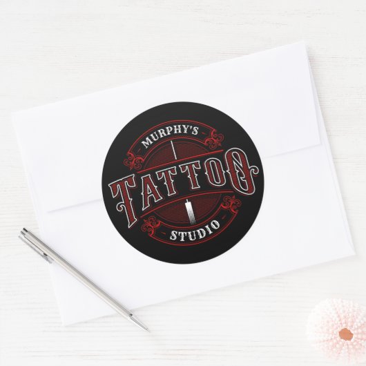 伝統的スタイルADD NAME Tattoo Studio Shop ラウンドシール (封筒)