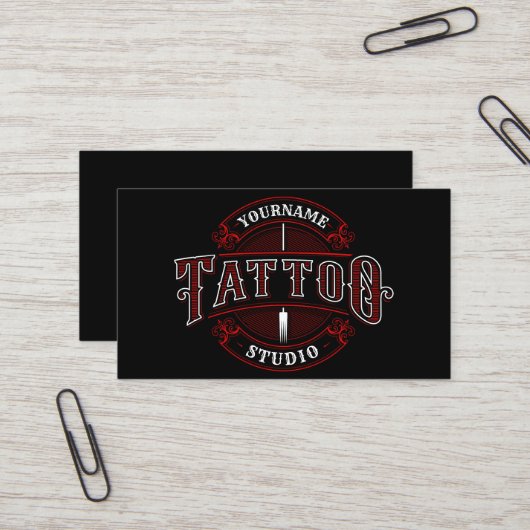 伝統的スタイルADD NAME Tattoo Studio Shop 名刺 (正面/裏面インサイチュ)