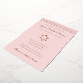 伝統的ストライプバルミツワースター・オブ・デイビッドバラ 箔招待状 (回転した状態)