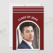 伝統的ストライプ写真アーチ卒業 招待状 (正面)