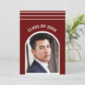 伝統的ストライプ写真アーチ卒業 招待状 (スタンド正面)