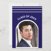 伝統的ストライプ写真アーチ卒業 招待状 (正面)