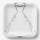 伝統的ズ結婚ドレススクエア紙プレート ペーパープレート (正面)