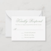 伝統的セージフォーマルグリーンミニウェディングRSVP ノートカード (正面)