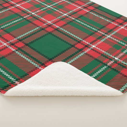 伝統的タータンチェック:赤 – 緑の格子模様 シェルパブランケット (3/4)