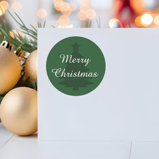-伝統的ダークグリーン – メリークリスマスステッカー ラウンドシール