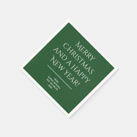-伝統的ダークグリーン – メリークリスマスナプキンス スタンダードカクテルナプキン (角)