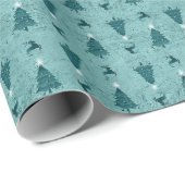 伝統的ティール（緑がかった色）グリーンクリスマスツリーズトナカイ ラッピングペーパー (ロールコーナー)