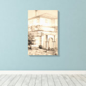 伝統的ハウスアーキテクチャースケッチスケッチ キャンバスプリント (インサイチュ (ウッドフロア))