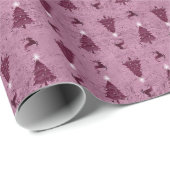 伝統的ピンクのクリスマスツリー&トナカイ ラッピングペーパー (ロールコーナー)