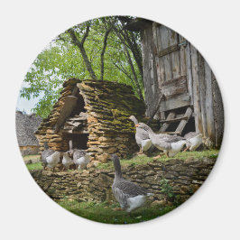 伝統的フォアグラのグースファームのラウンドマグネット マグネット