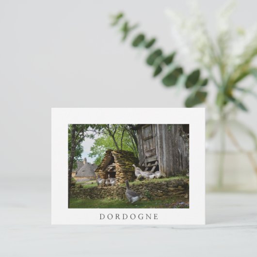 伝統的フォアグラのグースファーム白はがき ポストカード (スタンド正面)