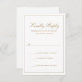 伝統的フォーマルクラシックエレガント結婚金ゴールド 出欠カード (正面/裏面)