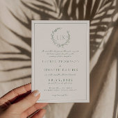 伝統的フォーマル葉クレストセージ緑結婚の 招待状