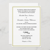 伝統的フォーマル金ゴールド白結婚黒のInvita 招待状 (正面/裏面)