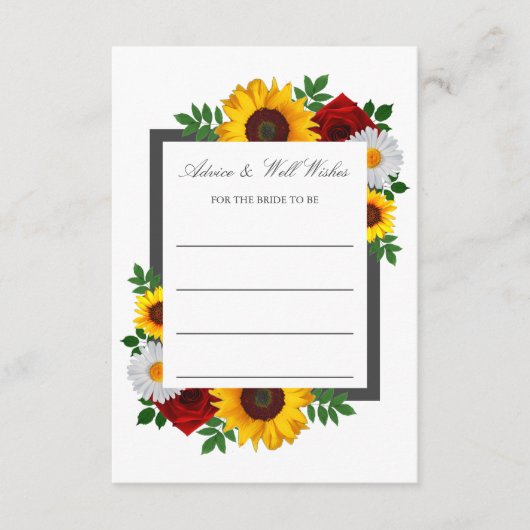 伝統的フローラブライダルシャワー アドバイスカード (正面)